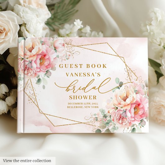 Livre D'or Mariage Poussière Dorée Roses Rose Glamour