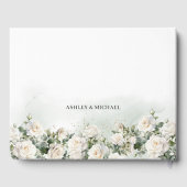 Livre D'or Mariage romantique boho blanc roses et verdure (Verso)