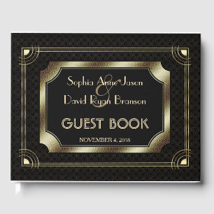 Livre D'or Mariage romantique or Art Déco Gatsby années 20