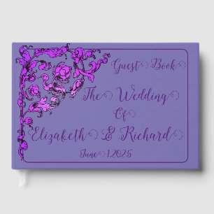 Livre D'or Mariage romantique, vintage, antique violet