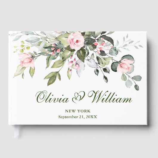 Livre D'or Mariage Rose Eucalyptus rose (Recto)