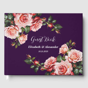 Livre D'or Mariage rose foncé et rose rouge rose et rose viol