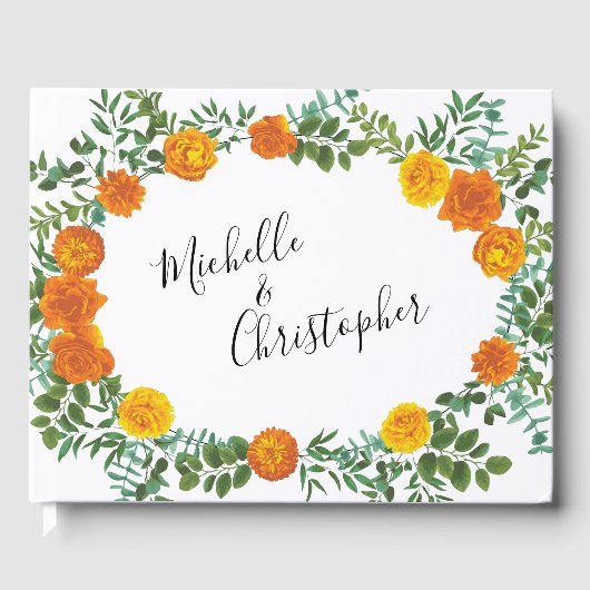 Livre D'or Mariage Rose Orange Élégant Beau (Recto)