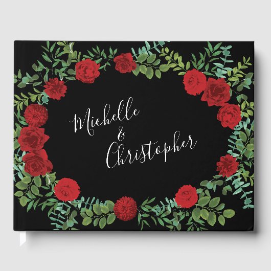 Livre D'or Mariage Rouge Noir Roses Gothiques (Recto)
