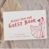 Livre D'or Mariage Rouge Rétro Funky Moderne Amusant