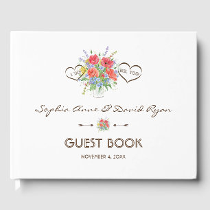 Livre D'or Mariage Rustique Aquarelle Fleurs sauvages
