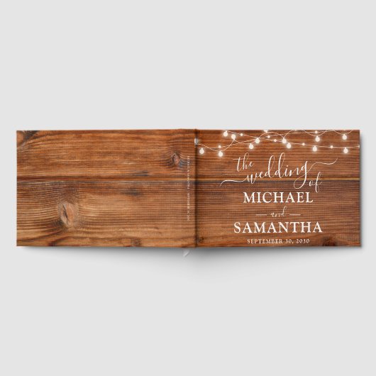 Livre D'or Mariage rustique en bois simple et élégant (Complet)