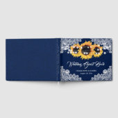 Livre D'or Mariage Rustique Navy Blue Broderie Fleurie Tourne (Complet)