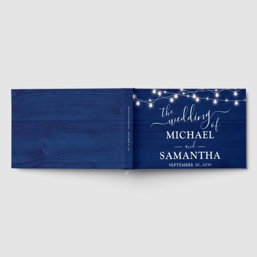 Livre D'or Mariage rustique Simple Elégant Bleu Bois (Complet)