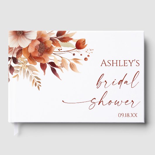 Livre D'or Mariage Rusty Burgundy Brun Floral Fleur (Recto)