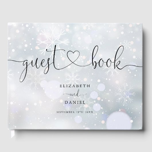 Livre D'or Mariage Script de flocons de neige d'hiver (Recto)