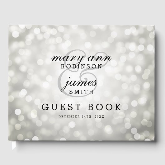 Livre d'or mariage Silver Bokeh Lights (Recto)