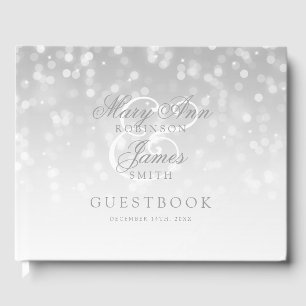 Livre d'or mariage Silver Bokeh Sparkle Lights