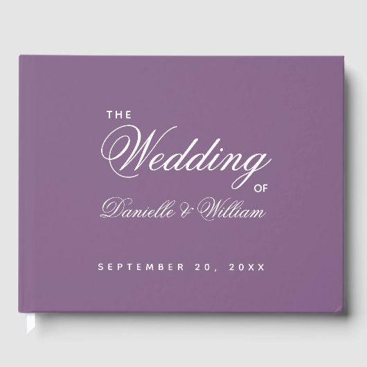 Livre D'or Mariage Simple Calligraphie Script Violet Poussiér (Recto)