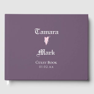 Livre D'or Mariage Simple Cœur Minimaliste Violet