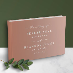Livre D'or Mariage simple en terre cuite et blanc Ombre