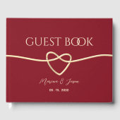Livre D'or Mariage simple rouge et or élégant (Recto)