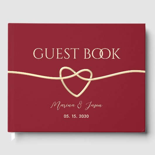 Livre D'or Mariage simple rouge et or élégant (Recto)