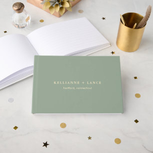 Livre D'or Mariage Simple Vert Sauge Moderne