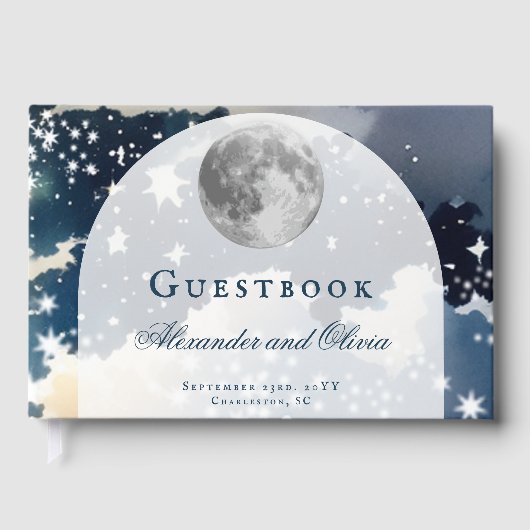 Livre D'or Mariage sous le ciel nocturne lunaire (Recto)