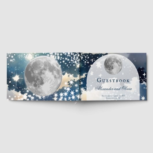 Livre D'or Mariage sous le ciel nocturne lunaire (Complet)