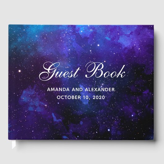 Livre D'or Mariage spatial. Les étoiles de nuit. Galaxie mari (Recto)