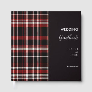 Livre D'or Mariage tatan écossais noir et rouge