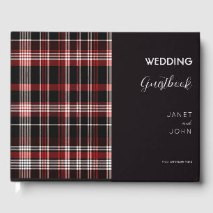 Livre D'or Mariage tatan écossais noir et rouge