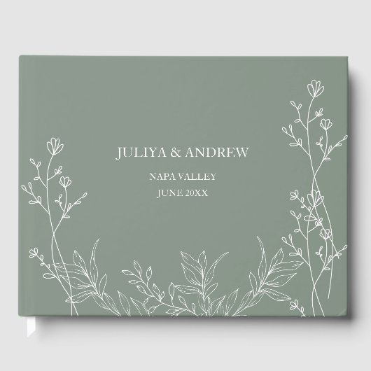 Livre D'or Mariage tendance saga vert (Recto)