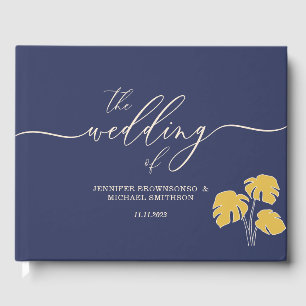 Livre D'or Mariage tropical floral à palme marine
