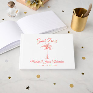 Livre D'or Mariage Tropical sur la Plage avec un Palmier Cora