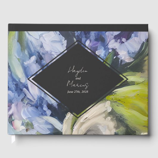 Livre D'or Mariage végétal bleu spectaculaire (Recto)