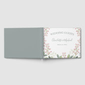 Livre D'or Mariage vert à la menthe rose fleurie (Complet)