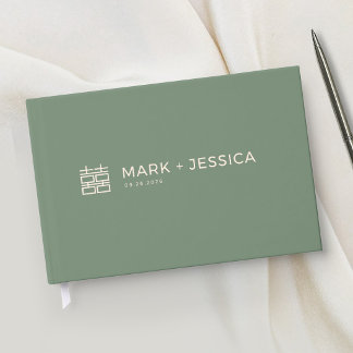 Livre D'or Mariage vert Double Bonheur chinois