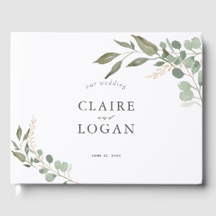 Livre D'or Mariage vert Eucalyptus Gold Sage