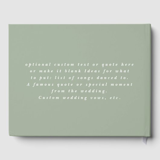 Livre D'or Mariage vert feuille simple couleur solide (Verso)
