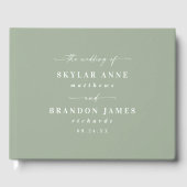 Livre D'or Mariage vert feuille simple couleur solide (Recto)