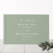 Livre D'or Mariage vert feuille simple couleur solide