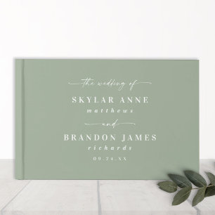 Livre D'or Mariage vert feuille simple couleur solide