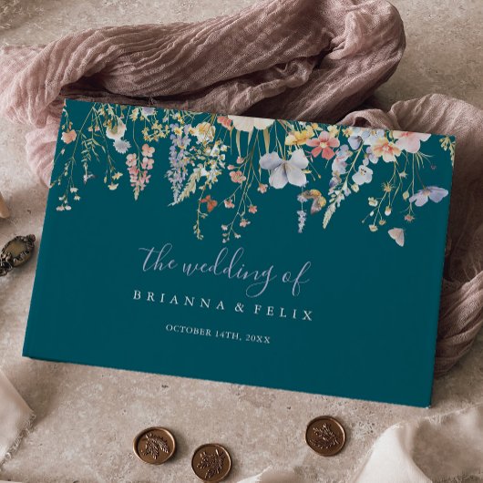 Livre D'or Mariage vert Fleur sauvage multicouleur été