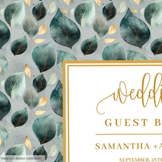 Livre d'or mariage vert profond avec verdure