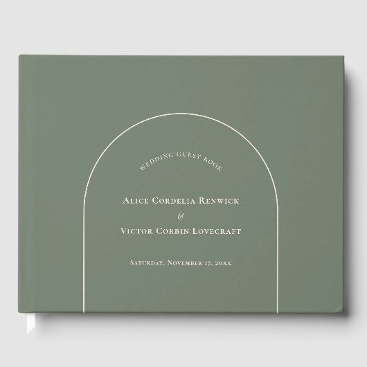 Livre D'or Mariage vert simple Boho Arch Sage (Recto)