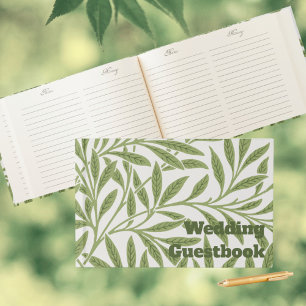 Livre D'or Mariage Vintage, Motif de feuilles de saule victor