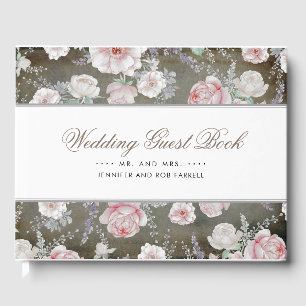 Livre D'or Mariage Vintage Shabby rose et blanc doux