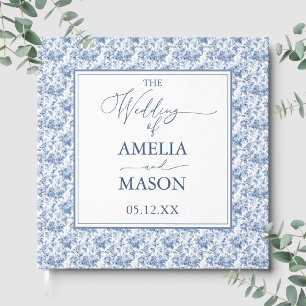 Livre D'or Mariage Vintage Toile Florale Bleue