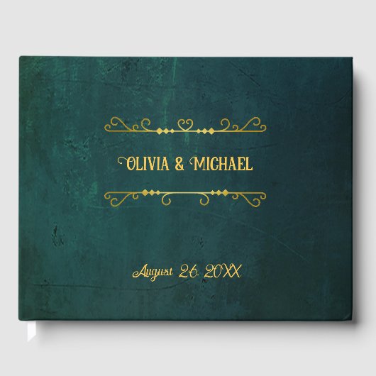 Livre D'or Mariage vintage vert foncé (Recto)