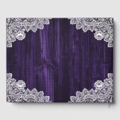 Livre D'or Mariage violet de dentelle de bois rustique (Verso)