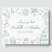 Livre D'or Mariage Whimsical Vert Tiré À La Main (Recto)