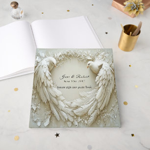 Livre D'or Mariage White Dove Open Wings Rose