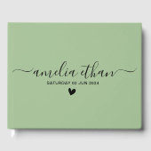 Livre D'or Mariages minimalistes modernes personnalisés Vert (Recto)